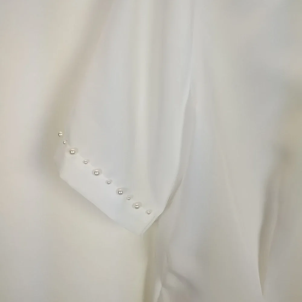 Laura & Jayne Short Sleeve Blouse Women's 6 White Pearl Vintage Coquette Femine - Picture 7 of 11